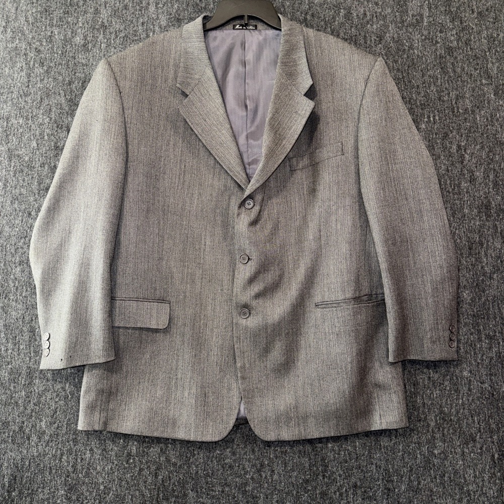 Zagato Blazer Men Super‎ 100's 48R Wool Gray Pockets Suit Jacket Padded Shoulder